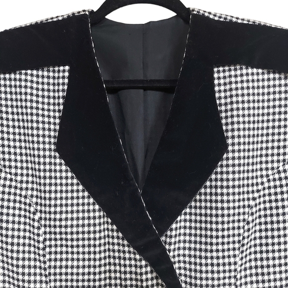 Vintage Black & White Houndstooth Print Double Breasted Blazer Dress - Picture 7 of 8